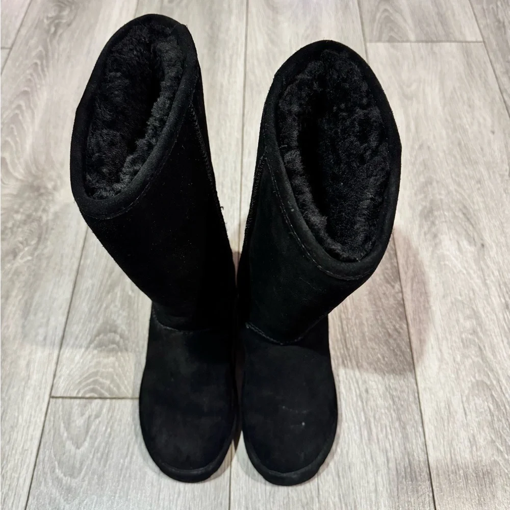 Bearpaw Black Elle Suede Tall Wool Blend Lined Boots - Picture 2 of 5
